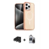 MARSİLYAN™- iPhone 15 Pro Max Kılıf Eksen Doku Koleksiyonu - Siyah Vanessa Magic Hayalet Cam + Titanyum Gri Raze Metal Kamera Lens