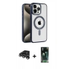 MARSİLYAN™- iPhone 15 Pro Max Kılıf Eksen Form Koleksiyonu - Şeffaf 360 Full Body Arka Koruyucu + Raze Metal Kamera Lens - GS