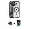 MARSİLYAN™- iPhone 15 Pro Max Kılıf Eksen Form Koleksiyonu - Şeffaf 360 Full Body Arka Koruyucu + Raze Metal Kamera Lens - TMGI