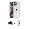 MARSİLYAN™- iPhone 15 Pro Max Kılıf Eksen Form Koleksiyonu - Şeffaf Pasifik Cam Ekran Koruyucu + Raze Metal Kamera Lens - SH