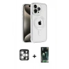 MARSİLYAN™- iPhone 15 Pro Max Kılıf Eksen Form Koleksiyonu - Siyah 360 Mat Full Body Arka Koruyucu + PVD Metal Kamera Lens - GS