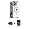 MARSİLYAN™- iPhone 15 Pro Max Kılıf Eksen Form Koleksiyonu - Siyah 360 Mat Full Body Arka Koruyucu + Raze Metal Kamera Lens - TMGI
