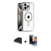 MARSİLYAN™- iPhone 15 Pro Max Kılıf Eksen Form Koleksiyonu - Siyah 3D Antistatik Mat Seramik Nano Ekran Koruyucu + Raze Metal Kamera Lens - LT
