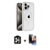 MARSİLYAN™- iPhone 15 Pro Max Kılıf Eksen Form Koleksiyonu - Siyah 3D Antistatik Mat Seramik Nano Ekran Koruyucu + PVD Metal Kamera Lens - TU