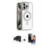 MARSİLYAN™- iPhone 15 Pro Max Kılıf Eksen Form Koleksiyonu - Siyah 3D Antistatik Mat Seramik Nano Ekran Koruyucu + Raze Metal Kamera Lens - GS