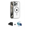 MARSİLYAN™- iPhone 15 Pro Max Kılıf Eksen Form Koleksiyonu - Siyah 3D Antistatik Seramik Nano Ekran Koruyucu + Raze Metal Kamera Lens - SH
