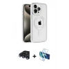 MARSİLYAN™- iPhone 15 Pro Max Kılıf Eksen Form Koleksiyonu - Siyah 3D Antistatik Seramik Nano Ekran Koruyucu + Raze Metal Kamera Lens - LT