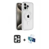 MARSİLYAN™- iPhone 15 Pro Max Kılıf Eksen Form Koleksiyonu - Siyah 3D Antistatik Seramik Nano Ekran Koruyucu + PVD Metal Kamera Lens - LT