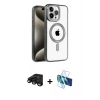 MARSİLYAN™- iPhone 15 Pro Max Kılıf Eksen Form Koleksiyonu - Siyah 3D Antistatik Seramik Nano Ekran Koruyucu + Raze Metal Kamera Lens - SH
