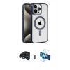MARSİLYAN™- iPhone 15 Pro Max Kılıf Eksen Form Koleksiyonu - Siyah 3D Antistatik Seramik Nano Ekran Koruyucu + Raze Metal Kamera Lens - LT