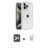 MARSİLYAN™- iPhone 15 Pro Max Kılıf Eksen Form Koleksiyonu - Siyah Bilvis 0.18mm Plus Cam Ekran Koruyucu + PVD Metal Kamera Lens - GI