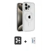 MARSİLYAN™- iPhone 15 Pro Max Kılıf Eksen Form Koleksiyonu - Siyah Bilvis 0.18mm Plus Cam Ekran Koruyucu + PVD Metal Kamera Lens - SH