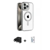 MARSİLYAN™- iPhone 15 Pro Max Kılıf Eksen Form Koleksiyonu - Siyah Bilvis 0.18mm Plus Cam Ekran Koruyucu + Raze Metal Kamera Lens - SH