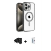 MARSİLYAN™- iPhone 15 Pro Max Kılıf Eksen Form Koleksiyonu - Siyah Bilvis 0.18mm Plus Cam Ekran Koruyucu + Raze Metal Kamera Lens - SH