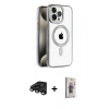 MARSİLYAN™- iPhone 15 Pro Max Kılıf Eksen Form Koleksiyonu - Siyah Bilvis 3D Cam Ekran Koruyucu + Raze Metal Kamera Lens - TMGI