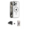 MARSİLYAN™- iPhone 15 Pro Max Kılıf Eksen Form Koleksiyonu - Siyah Bilvis 3D Cam Ekran Koruyucu + Raze Metal Kamera Lens - GS