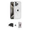 MARSİLYAN™- iPhone 15 Pro Max Kılıf Eksen Form Koleksiyonu - Siyah Bilvis 3D Cam Ekran Koruyucu + Raze Metal Kamera Lens - TMGI