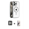 MARSİLYAN™- iPhone 15 Pro Max Kılıf Eksen Form Koleksiyonu - Siyah Bilvis 3D Mat Cam Ekran Koruyucu + PVD Metal Kamera Lens - GI