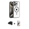 MARSİLYAN™- iPhone 15 Pro Max Kılıf Eksen Form Koleksiyonu - Siyah Bilvis 3D Mat Cam Ekran Koruyucu + Siyah Raze Metal Kamera Lens