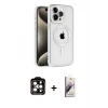 MARSİLYAN™- iPhone 15 Pro Max Kılıf Eksen Form Koleksiyonu - Siyah Bilvis 3D Mat Cam Ekran Koruyucu + PVD Metal Kamera Lens - TU