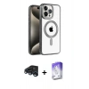 MARSİLYAN™- iPhone 15 Pro Max Kılıf Eksen Form Koleksiyonu - Siyah Bilvis 5in1 3D Magic Cam Ekran Koruyucu + Lacivert Raze Metal Kamera Lens