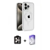 MARSİLYAN™- iPhone 15 Pro Max Kılıf Eksen Form Koleksiyonu - Siyah Bilvis 5in1 3D Magic Cam Ekran Koruyucu + PVD Metal Kamera Lens - TU