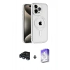 MARSİLYAN™- iPhone 15 Pro Max Kılıf Eksen Form Koleksiyonu - Siyah Bilvis 5in1 3D Magic Cam Ekran Koruyucu + Lacivert Raze Metal Kamera Lens