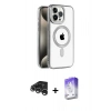 MARSİLYAN™- iPhone 15 Pro Max Kılıf Eksen Form Koleksiyonu - Siyah Bilvis 5in1 3D Magic Cam Ekran Koruyucu + Raze Metal Kamera Lens - GS