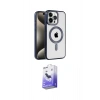 MARSİLYAN™- iPhone 15 Pro Max Kılıf Eksen Form Koleksiyonu - Siyah Bilvis 5in1 5D Magic Hayalet Cam Ekran Koruyucu