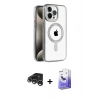 MARSİLYAN™- iPhone 15 Pro Max Kılıf Eksen Form Koleksiyonu - Siyah Bilvis 5in1 5D Magic Hayalet Cam Ekran Koruyucu + Raze Metal Kamera Lens - GS