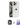 MARSİLYAN™- iPhone 15 Pro Max Kılıf Eksen Form Koleksiyonu - Siyah Bilvis 5in1 5D Magic Hayalet Cam Ekran Koruyucu + PVD Metal Kamera Lens - TU