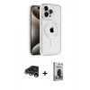 MARSİLYAN™- iPhone 15 Pro Max Kılıf Eksen Form Koleksiyonu - Siyah Bilvis Hayalet Cam Ekran Koruyucu + Gümüş Raze Metal Kamera Lens