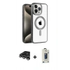 MARSİLYAN™- iPhone 15 Pro Max Kılıf Eksen Form Koleksiyonu - Siyah Bilvis Hayalet Cam Ekran Koruyucu + Raze Metal Kamera Lens - GS