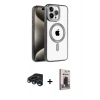 MARSİLYAN™- iPhone 15 Pro Max Kılıf Eksen Form Koleksiyonu - Siyah Bilvis Hayalet Cam Ekran Koruyucu + Raze Metal Kamera Lens - LT