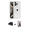 MARSİLYAN™- iPhone 15 Pro Max Kılıf Eksen Form Koleksiyonu - Siyah Bilvis Hayalet Cam Ekran Koruyucu + Raze Metal Kamera Lens - LT