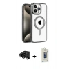 MARSİLYAN™- iPhone 15 Pro Max Kılıf Eksen Form Koleksiyonu - Siyah Bilvis Hayalet Cam Ekran Koruyucu + Raze Metal Kamera Lens - SH