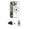 MARSİLYAN™- iPhone 15 Pro Max Kılıf Eksen Form Koleksiyonu - Siyah Bilvis Hayalet Cam Ekran Koruyucu + Raze Metal Kamera Lens - SH