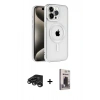 MARSİLYAN™- iPhone 15 Pro Max Kılıf Eksen Form Koleksiyonu - Siyah Bilvis Hayalet Cam Ekran Koruyucu + Titanyum Gri Raze Metal Kamera Lens