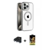 MARSİLYAN™- iPhone 15 Pro Max Kılıf Eksen Form Koleksiyonu - Siyah Buffer Cam Ekran Koruyucu + Lacivert Raze Metal Kamera Lens