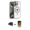 MARSİLYAN™- iPhone 15 Pro Max Kılıf Eksen Form Koleksiyonu - Siyah Buffer Cam Ekran Koruyucu + Raze Metal Kamera Lens - SH