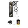 MARSİLYAN™- iPhone 15 Pro Max Kılıf Eksen Form Koleksiyonu - Siyah Buffer Cam Ekran Koruyucu + Raze Metal Kamera Lens - GS