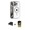 MARSİLYAN™- iPhone 15 Pro Max Kılıf Eksen Form Koleksiyonu - Siyah Buffer Cam Ekran Koruyucu + Raze Metal Kamera Lens - GS