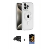 MARSİLYAN™- iPhone 15 Pro Max Kılıf Eksen Form Koleksiyonu - Siyah Buffer Hayalet Cam Ekran Koruyucu + Raze Metal Kamera Lens - GS