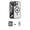 MARSİLYAN™- iPhone 15 Pro Max Kılıf Eksen Form Koleksiyonu - Siyah Joko Magic 5D Cam + PVD Metal Kamera Lens - LT