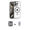 MARSİLYAN™- iPhone 15 Pro Max Kılıf Eksen Form Koleksiyonu - Siyah Joko Magic 5D Cam + PVD Metal Kamera Lens - LT