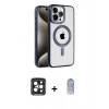 MARSİLYAN™- iPhone 15 Pro Max Kılıf Eksen Form Koleksiyonu - Siyah Joko Magic 5D Cam + PVD Metal Kamera Lens - SH