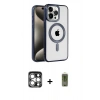 MARSİLYAN™- iPhone 15 Pro Max Kılıf Eksen Form Koleksiyonu - Siyah Joko Magic 5D Hayalet Cam + PVD Metal Kamera Lens - GS