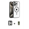 MARSİLYAN™- iPhone 15 Pro Max Kılıf Eksen Form Koleksiyonu - Siyah Joko Magic 5D Hayalet Cam + PVD Metal Kamera Lens - GS