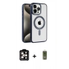 MARSİLYAN™- iPhone 15 Pro Max Kılıf Eksen Form Koleksiyonu - Siyah Joko Magic 5D Hayalet Cam + PVD Metal Kamera Lens - TU