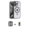 MARSİLYAN™- iPhone 15 Pro Max Kılıf Eksen Form Koleksiyonu - Siyah Joko Magic 5D Hayalet Cam + PVD Metal Kamera Lens - LT